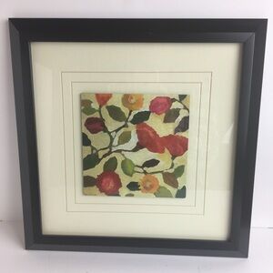 Kim Parker “Wild Field" Botanical Modern Art Framed Tile Print Signed 13x13